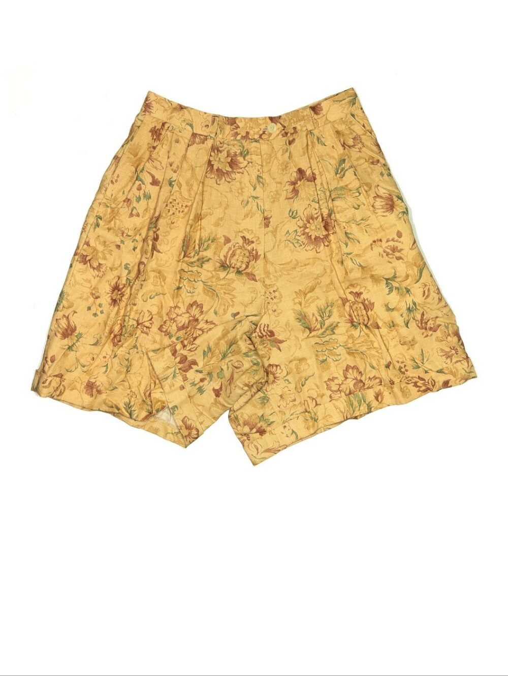 Vintage Ralph Lauren Yellow Floral Quilted Bermuda Shorts linen